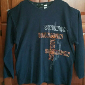 Sean John Navy Blue V-Neck Pull Over Long Sleeve